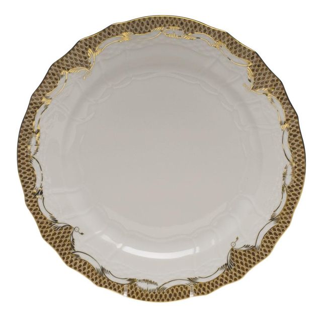 herend fish scale brown dinner plate