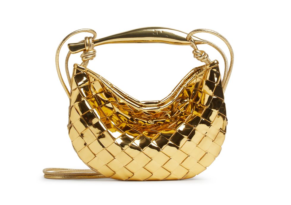a gold and black purse