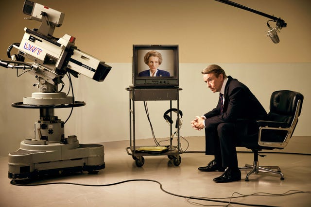 pictured steve coogan as brian walden and harriet walter as margaret thatcher