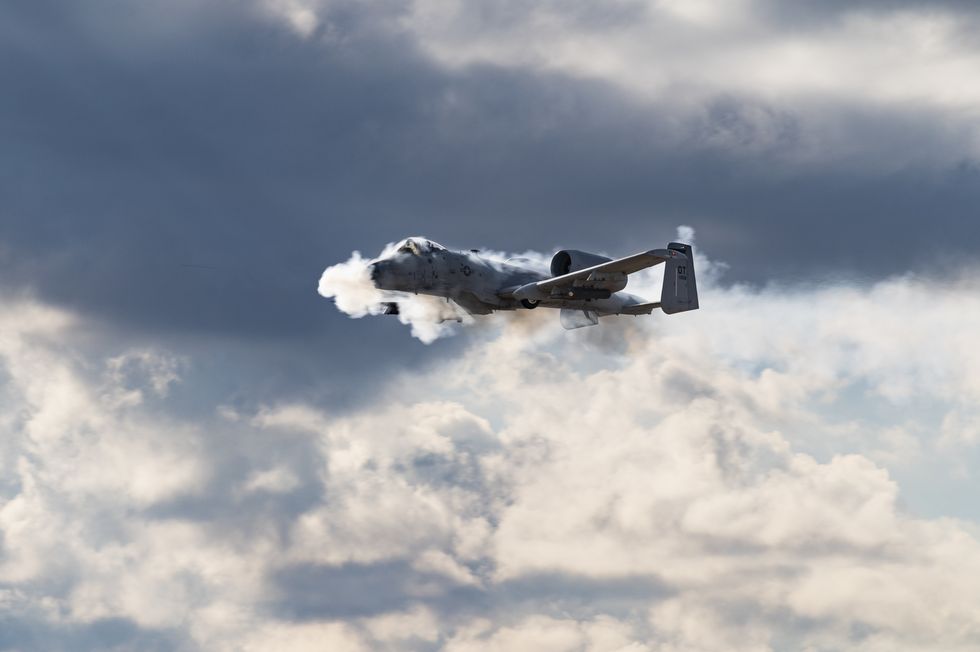 an a 10 thunderbolt ii assigned to the 422nd test and evaluation squadron conducts a strafing run over the nevada test and training range, nevada, dec 7, 2022 the thunderbolt ii can be serviced and operated from bases with limited facilities near battle areas us air force photo by william r lewis