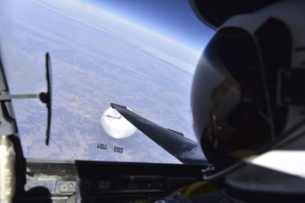 a us air force pilot looked down at the suspected chinese surveillance balloon as it hovered over the central continental united states february 3, 2023 recovery efforts began shortly after the balloon was downed photo courtesy of the department of defense