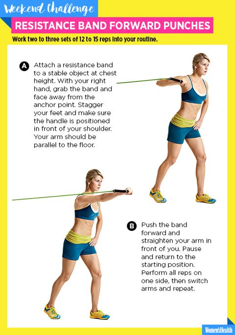  Resistance band forward punches challenge
