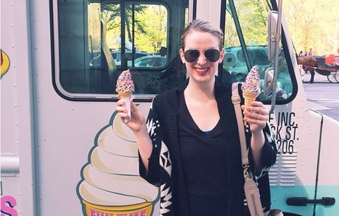 Allison with two ice cream cones. 