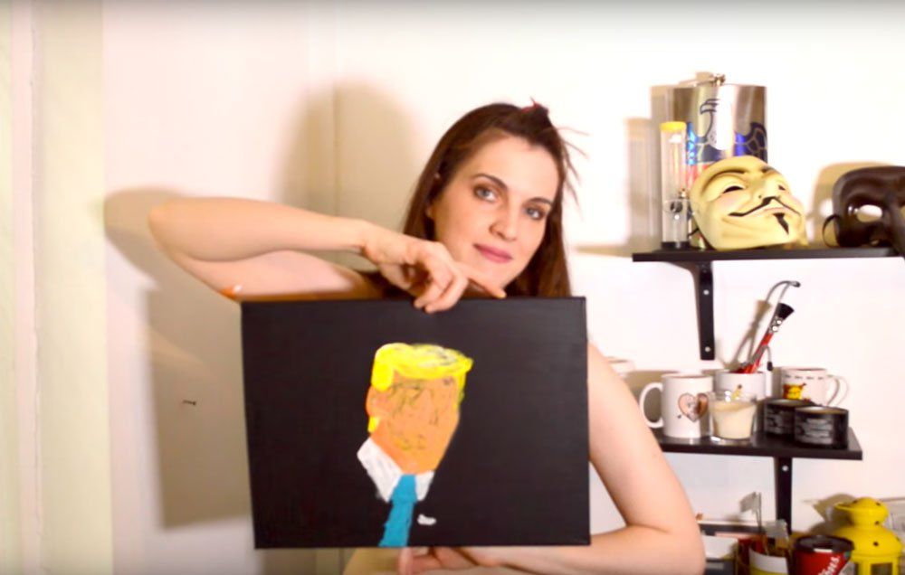 An Artist Used Her Boob to Paint an Impressive Portrait of Donald