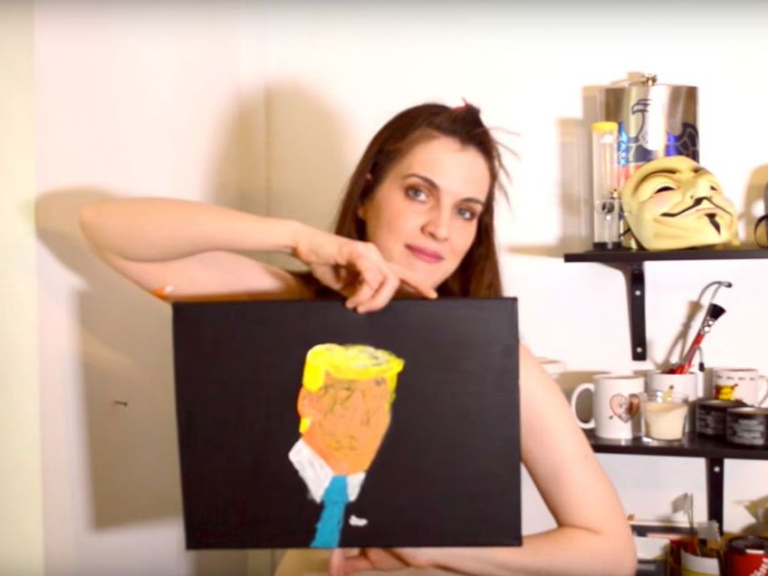 An Artist Used Her Boob to Paint an Impressive Portrait of Donald