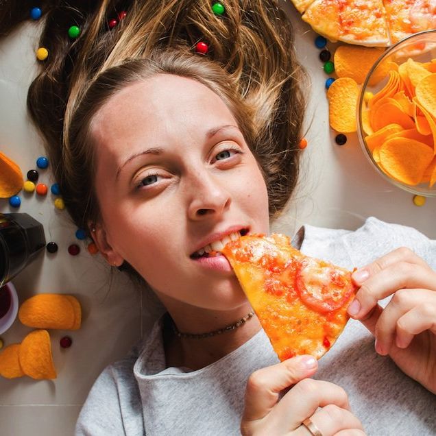 woman eating junk food