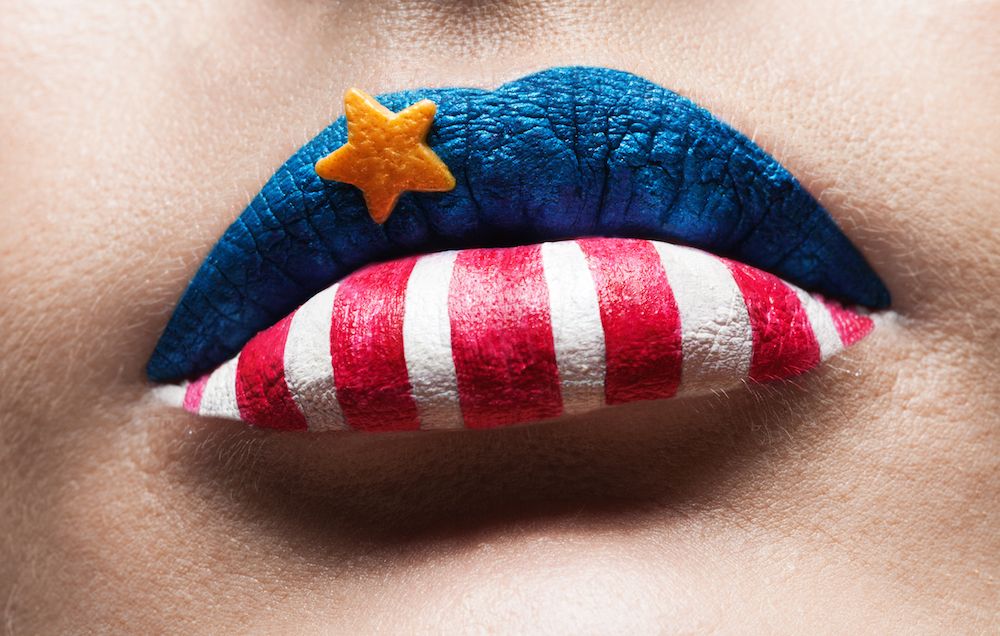red white and blue lips for fourth of july