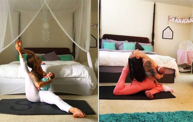 Watch This Mom Do Insanely Hard Yoga Poses While Breastfeeding Womens Health 6295