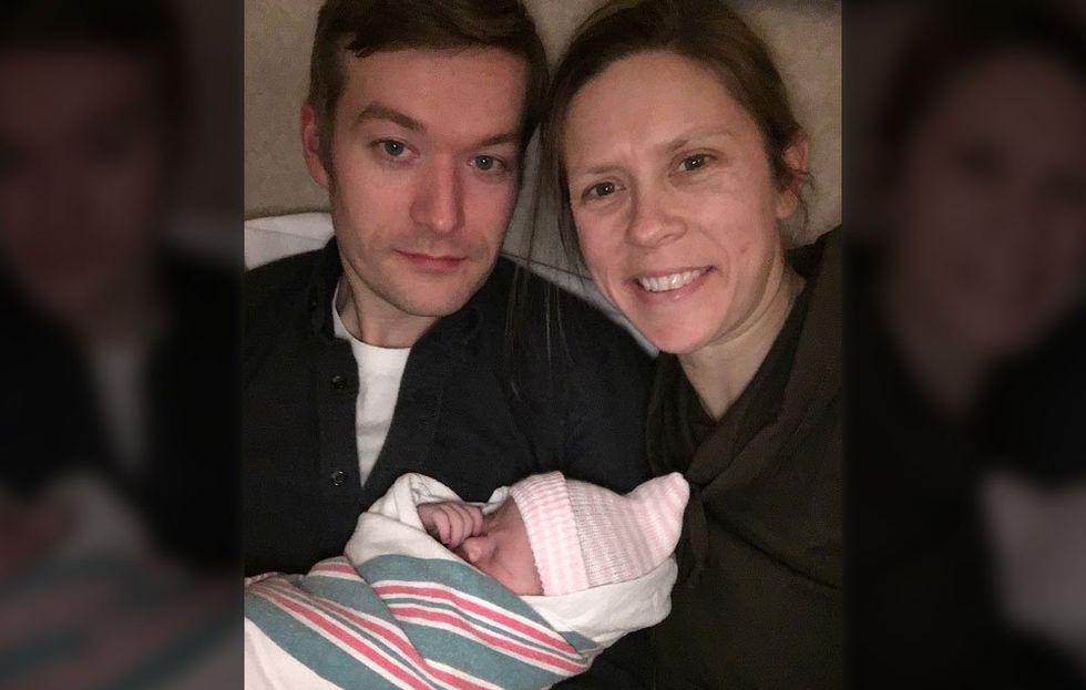 Hilary Conway and newborn baby