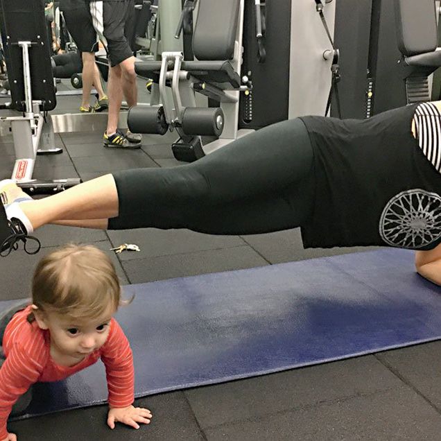 Ginger Zee working out with baby