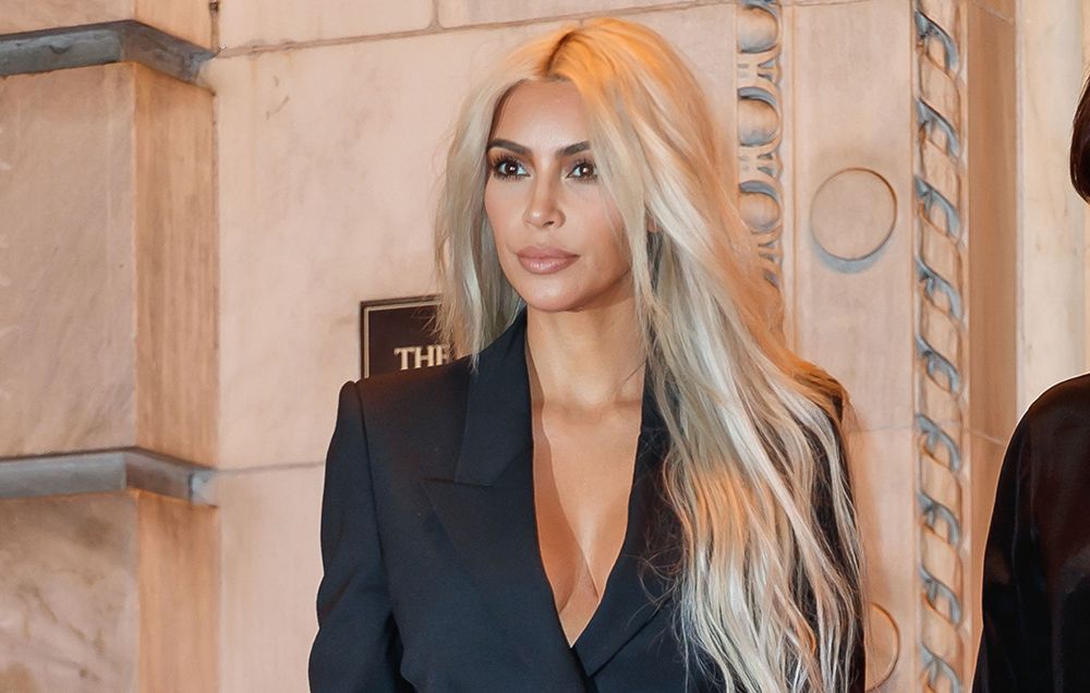 Kim Kardashian healthy platinum hair