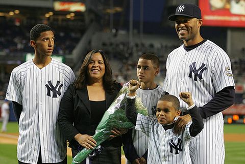 Mariano Rivera with his wife Clara and sons