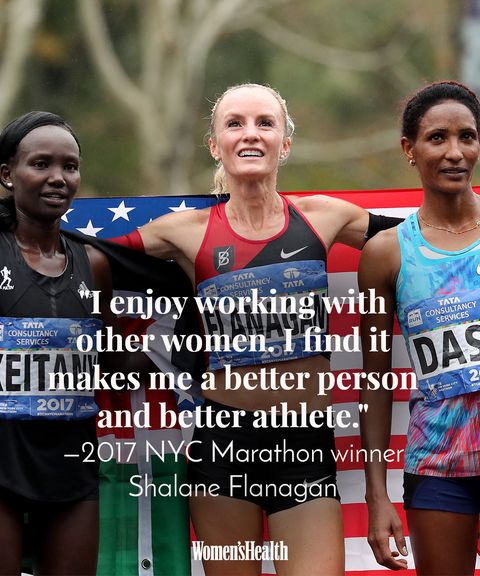 Shalane Flanagan working with other women