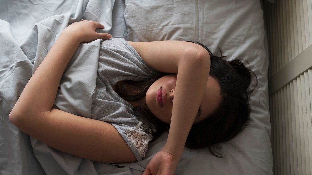 Woman sleeping on bed in Underwear - Illustration price