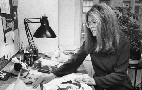 Gloria Steinem at her desk at Ms. Magazine in 1980.