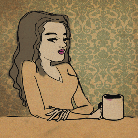 A woman drinking coffee