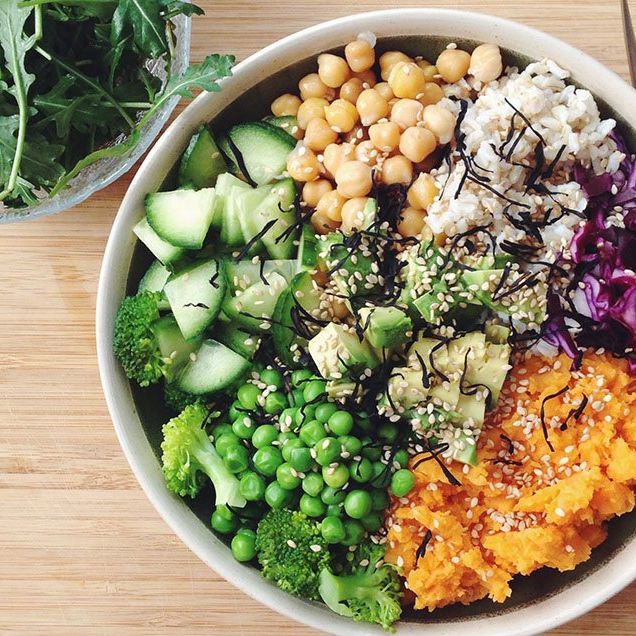High protein vegan rainbow bowl