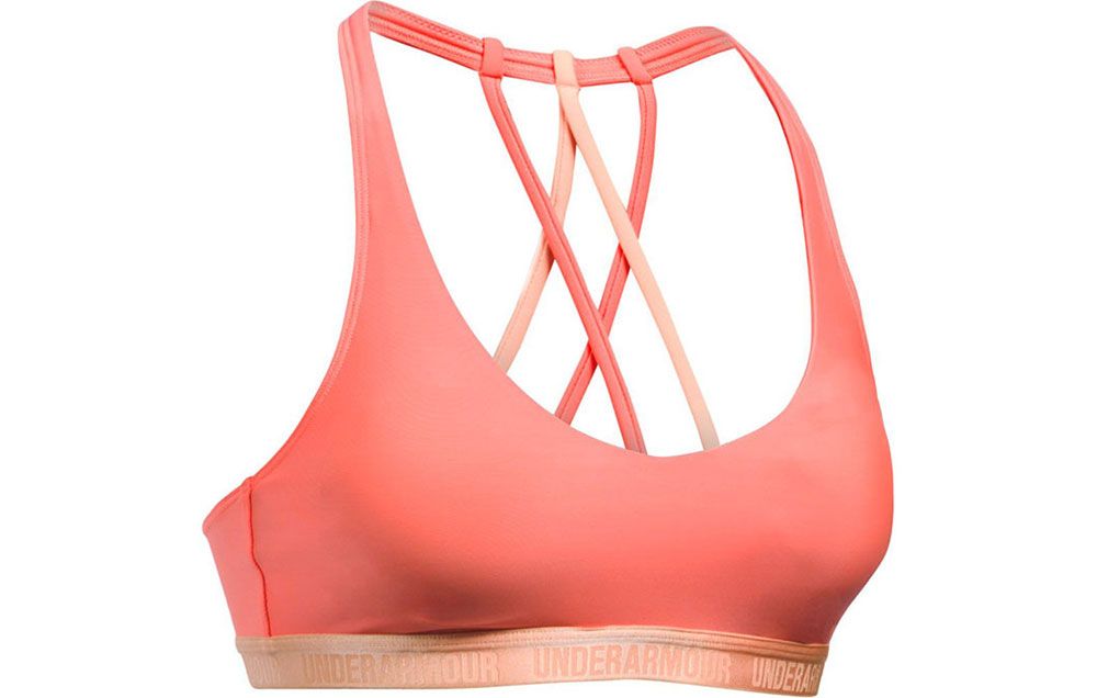 Under Armour INFINITY LOW STRAPPY - Light support sports bra - chestnut red  phosphor green radio red/brown 