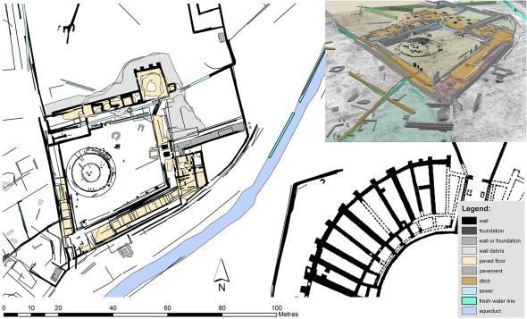 Deze kaart van de gladiatorenschool maakt duidelijk dat de school op een fort of gevangenis lijkt