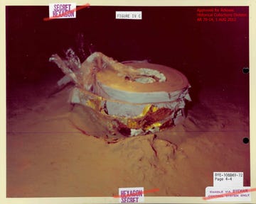 film stacks from the sunken hexagon capsule on the ocean floor