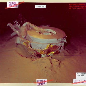 us-hexagon-spy-satellite-salvage film stacks from the sunken hexagon capsule on the ocean floor