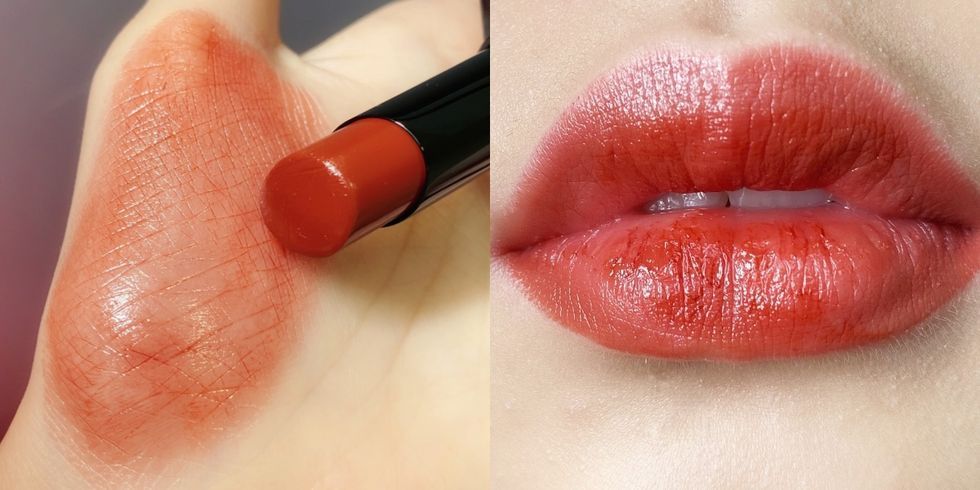 Lip, Red, Orange, Skin, Cosmetics, Lipstick, Pink, Peach, Material property, Tints and shades, 