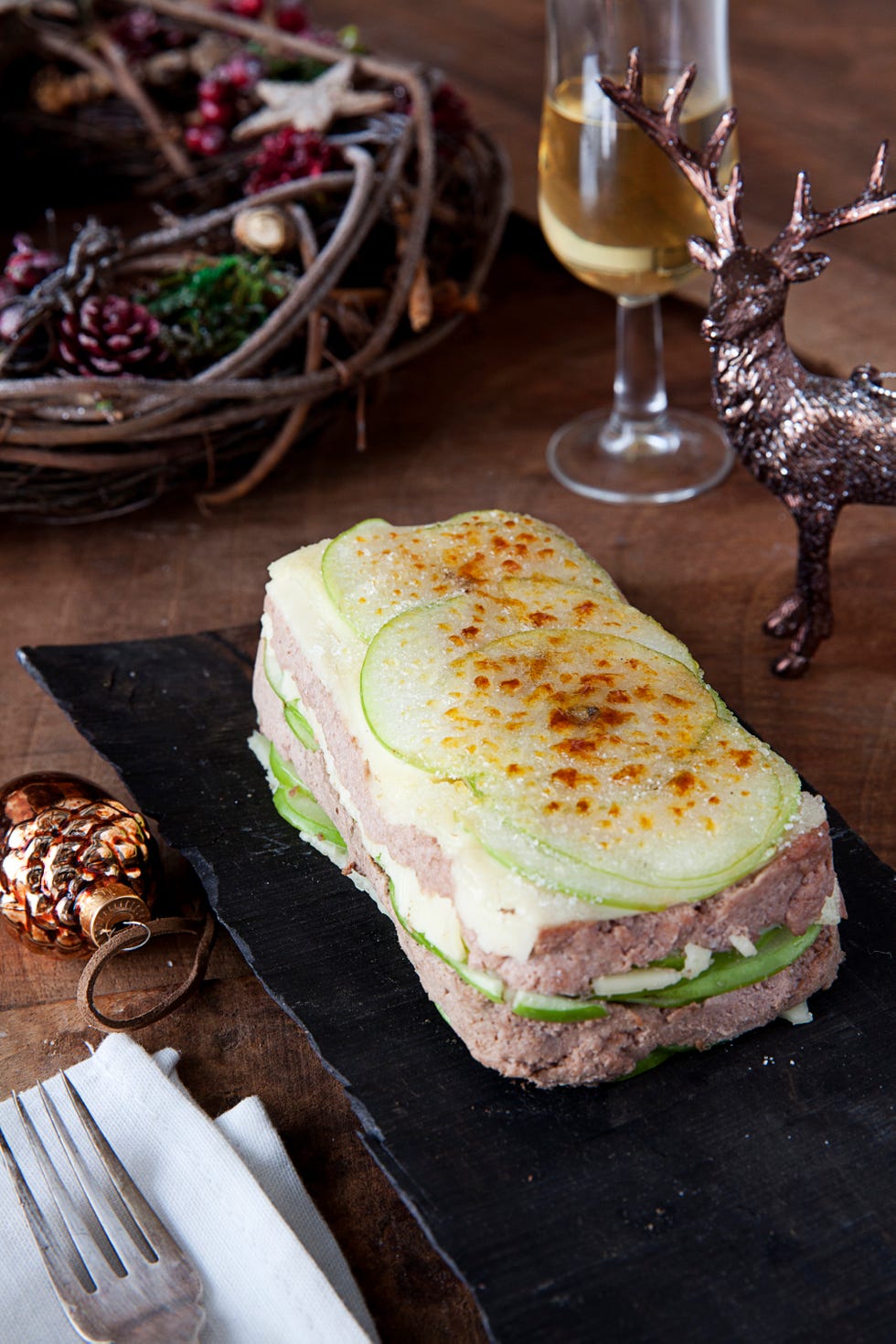 pastel de foie y manzana