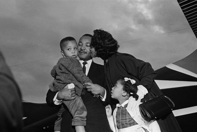 Martin Luther King, Jr. is freed from jail under a $2000 appeal bond, he is greeted by his wife Coretta and children, Marty and Yoki, at the airport in Chamblee, Georgia