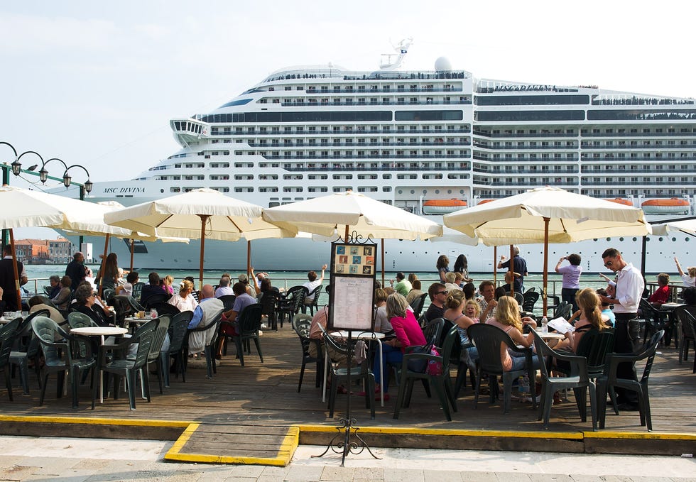 Maxi Cruise MSC Divna Sails Into Venice Amid Protests