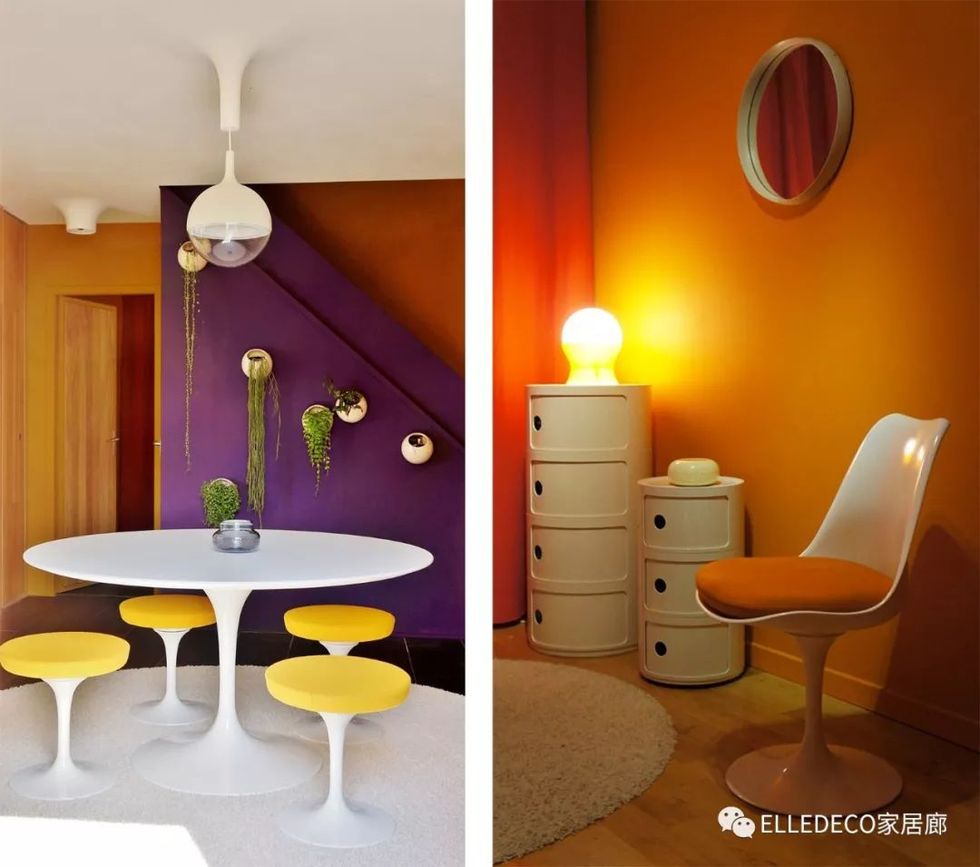 Interior design, Room, Purple, Yellow, Orange, Furniture, Product, Property, Wall, Violet, 