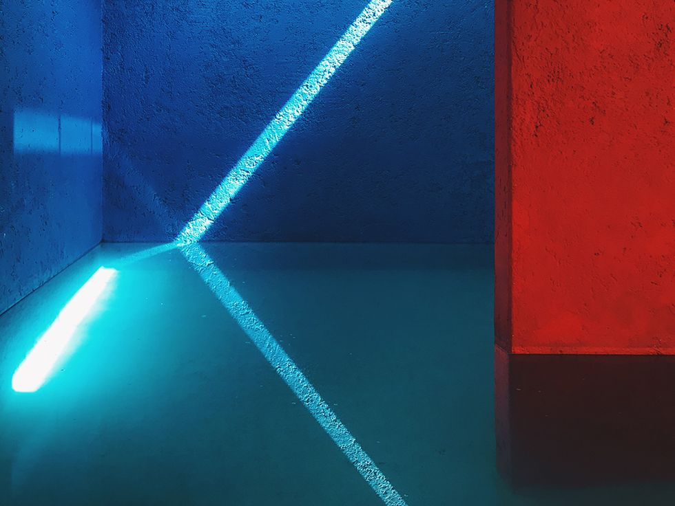 Blue, Red, Light, Water, Lighting, Electric blue, Technology, Architecture, Neon, Graphics, 
