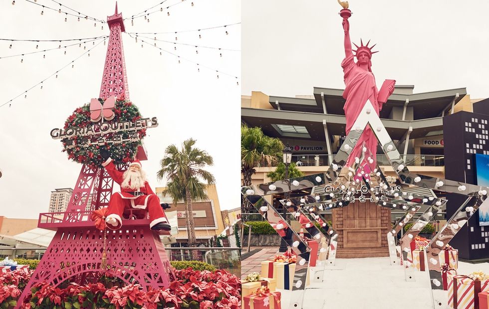 桃園華泰名品城「五大祝福系聖誕村」：巴黎鐵塔廣場、自由女神廣場。