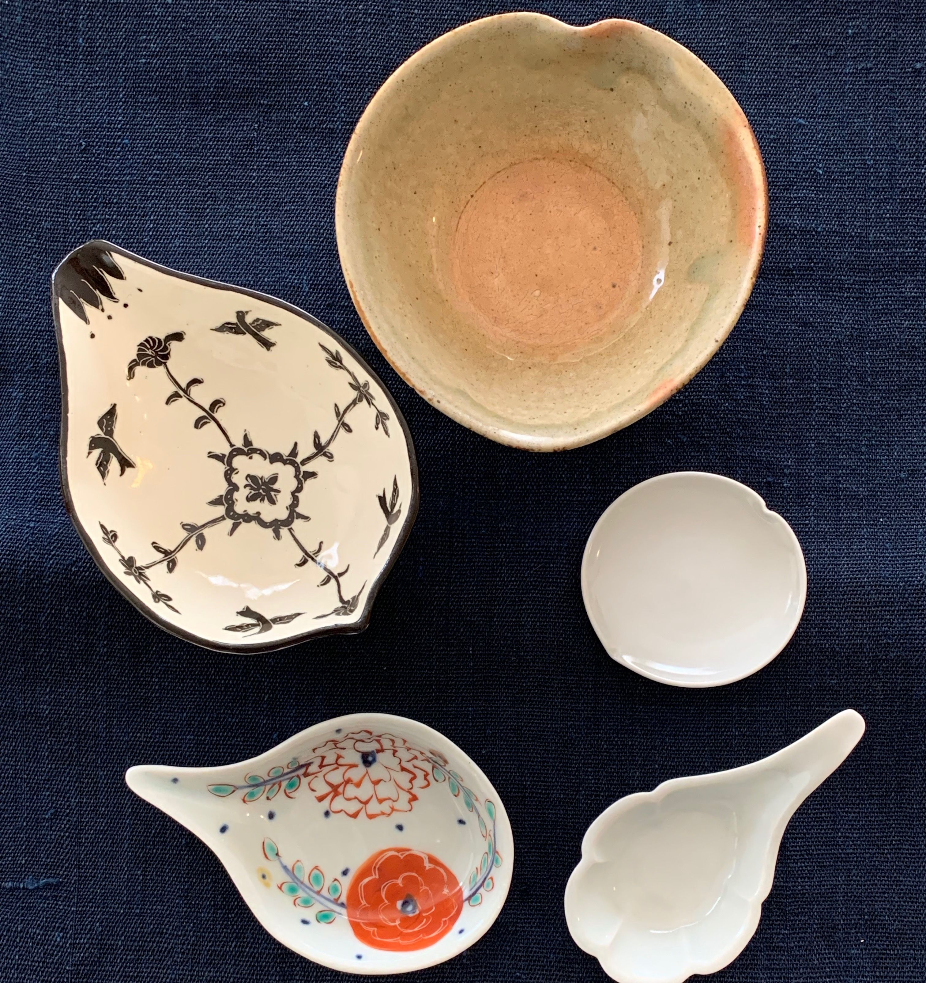 江戸時代　備前焼　蓮皿　五枚 備前葉皿・五客 t-2 – 岡南ギャラリー