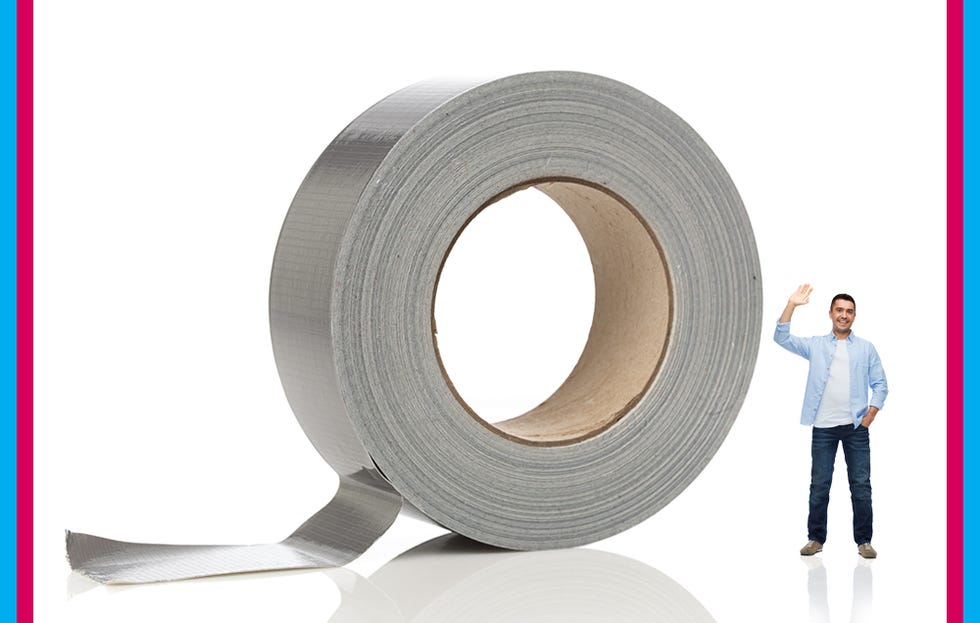 Huge roll of duct tape next to a person