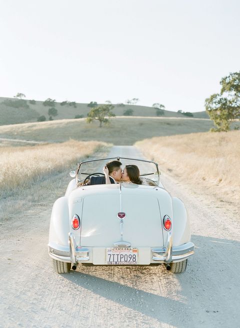 couple in vintage car