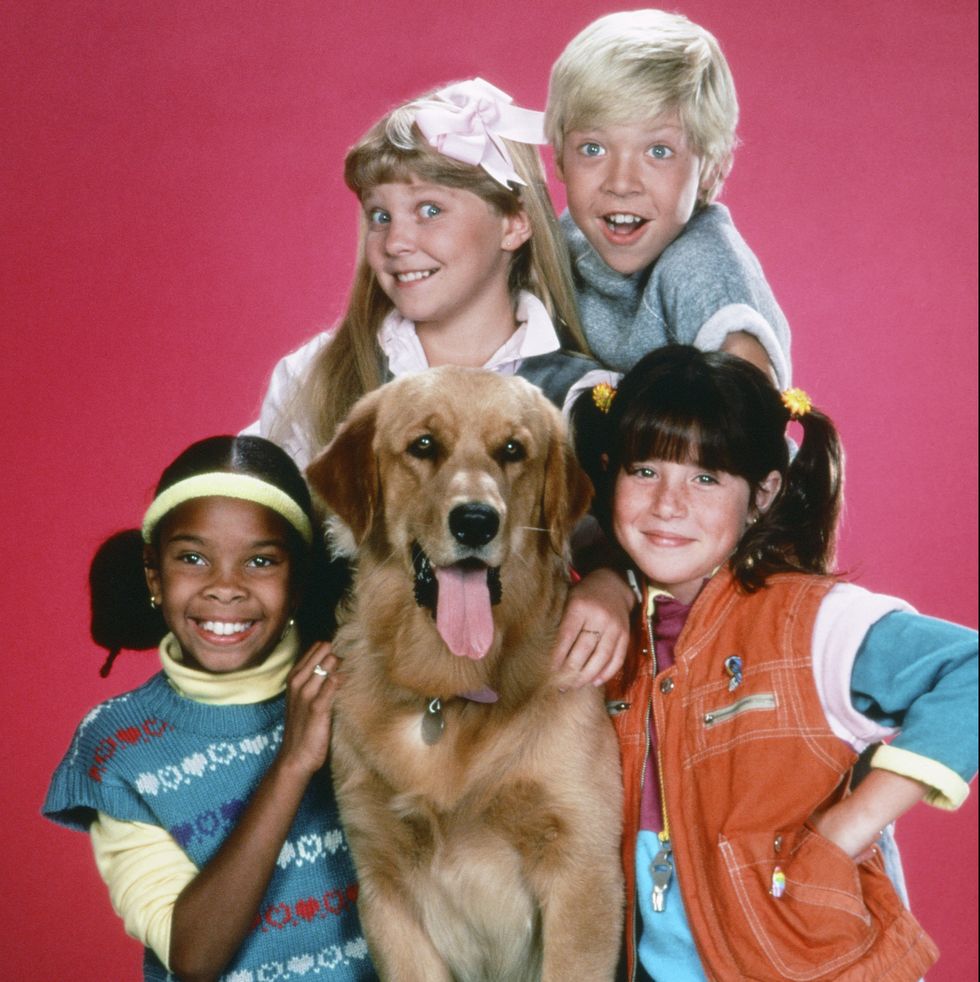 punky brewster    season 2    pictured l r cherie johnson as cherie johnson, ami foster as margaux kramer, casey ellison as allen anderson, soleil moon frye as penelope punky brewster and sandy as brandon the wonder dog    photo by gary nullnbcu photo banknbcuniversal via getty images via getty images