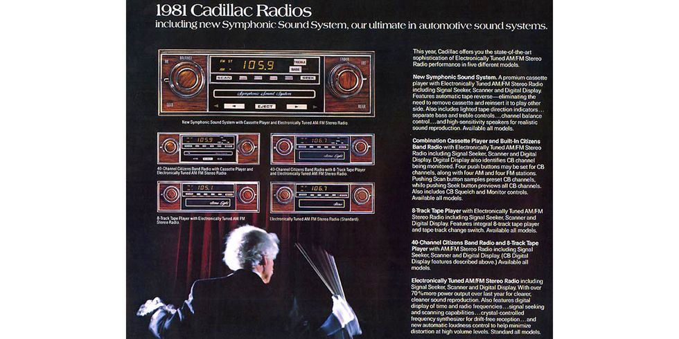 1981 cadillac brochure radio selection