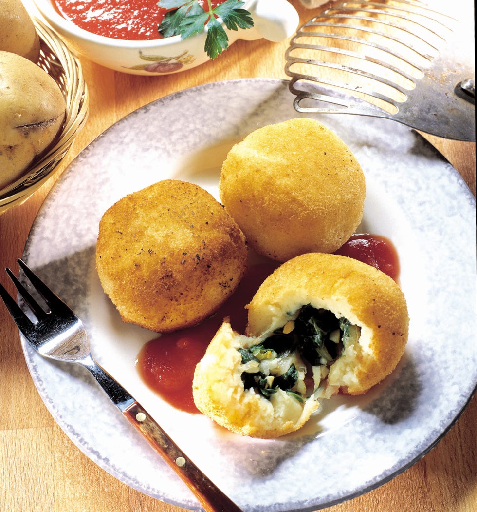 bolitas de patata rellenas de acelga
