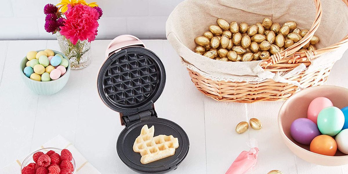 Mini Easter Egg Waffle Maker - Make Double Sided Easter Waffle or Pancake W 2 Different Holiday Designs, Ready to Decorate & Frost, Breakfast Fun