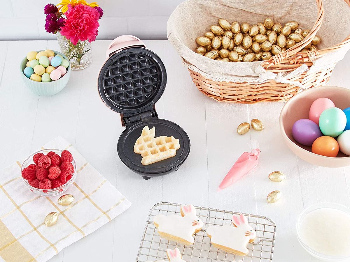 Easter Bunny Mini Waffle Maker - Make Holiday Breakfast Special for Kids &  Adults w Cute Bunny Waffles or Pancakes- Individual 4 Inch Waffler Iron