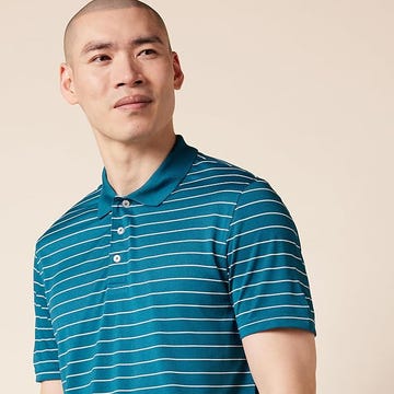 man wearing a striped shirt