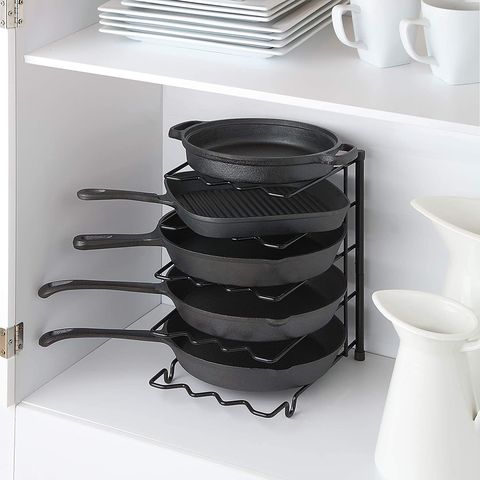 sunnypoint heavy duty kitchen countertop cabinet pantry pan, pot lid, and pot organizer rack holder