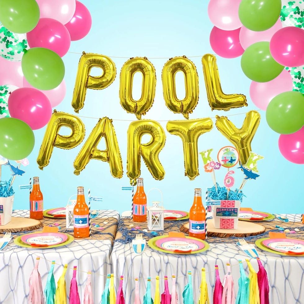 rotaslog pool party balloons and banners