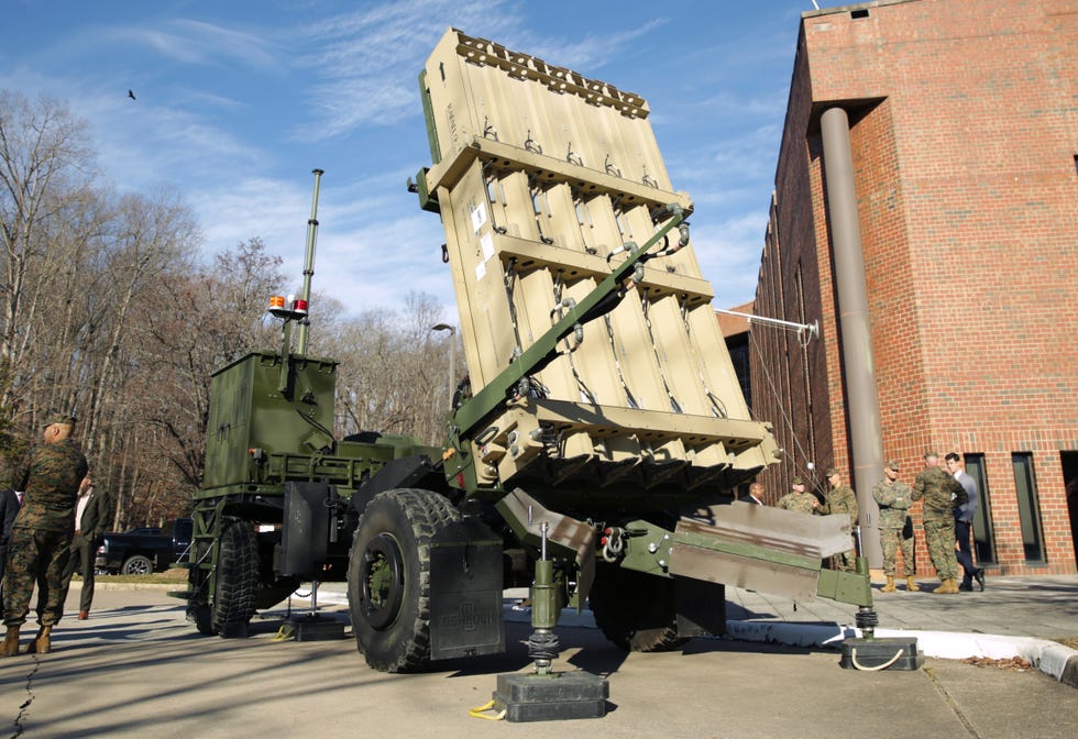 the medium range intercept capability is set up during a static display at general raymond g davis center aboard marine corps base quantico, january 12, 2024 the mric has been tested by marine corps systems command for fielding beginning in fiscal year 2025 mric provides a tactical solution and symbolizes the rebirth of the marine corps' air defense capability for the 21st century