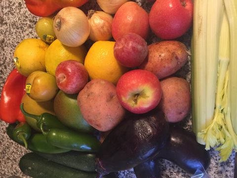 assorted produce on counter top