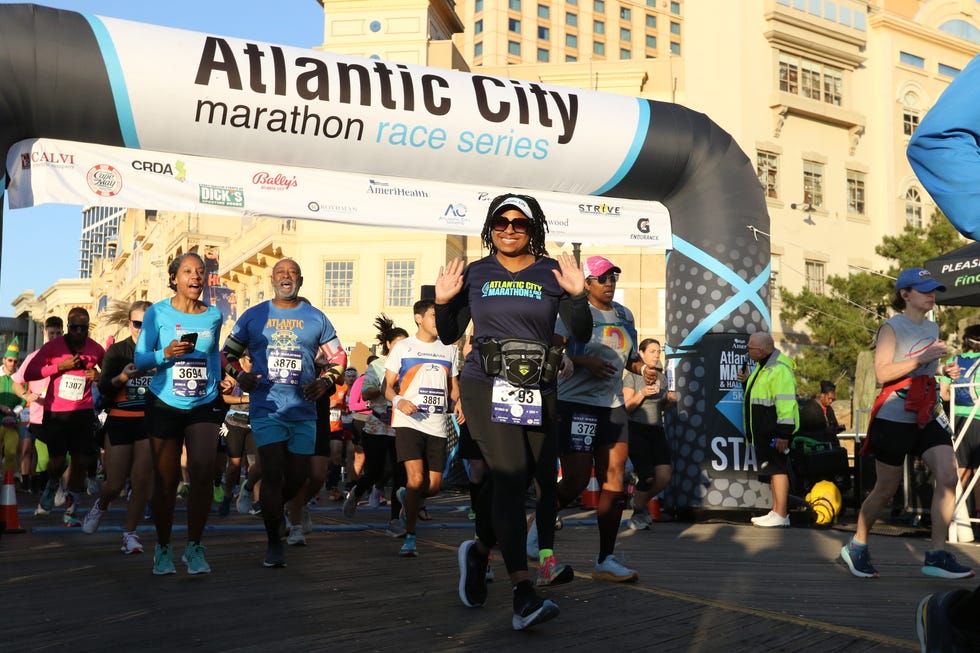 marathon participants crossing the starting line in atlantic city