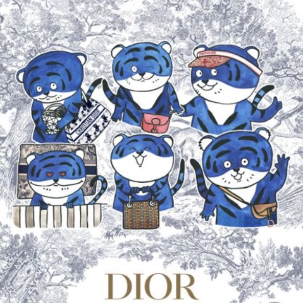 時尚品牌line貼圖免費下載！dior藍色小老虎、gucci 馬來﻿貘超可愛，貼圖主角身上還有經典包款
