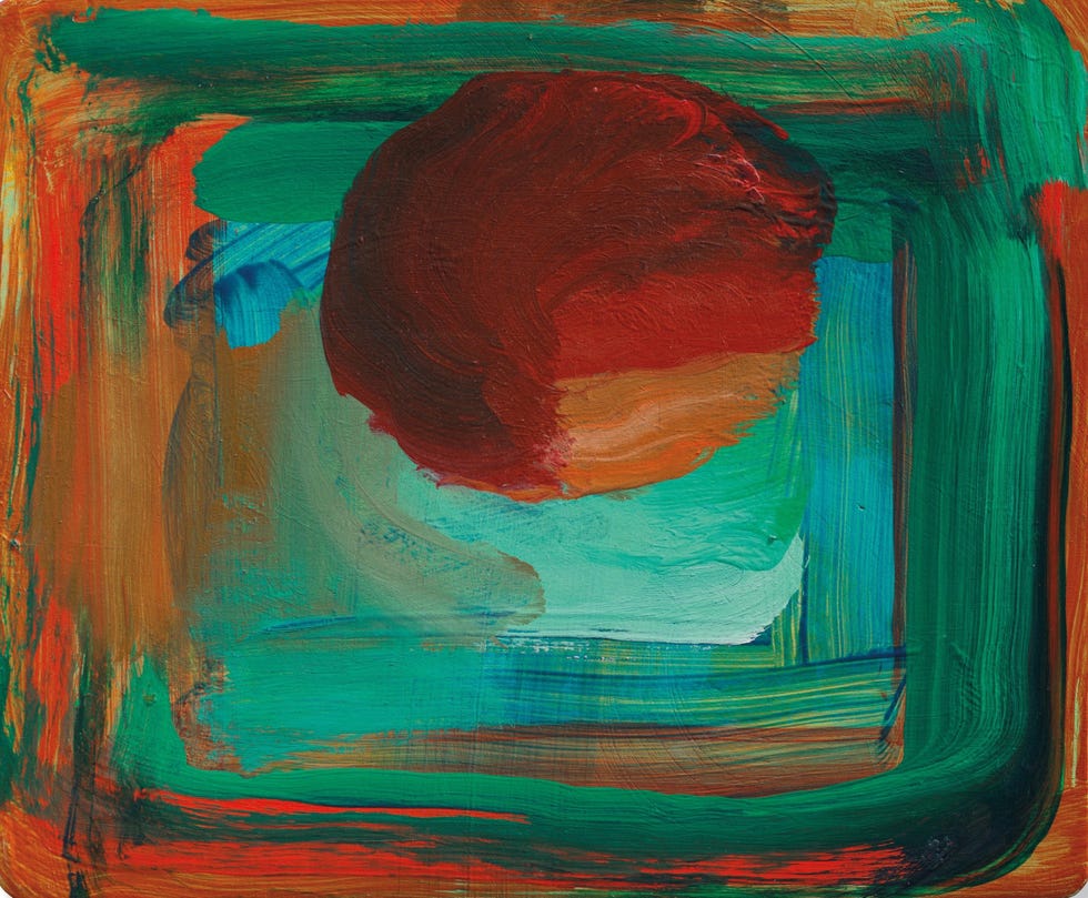 abstract painting featuring bold colors and shapes