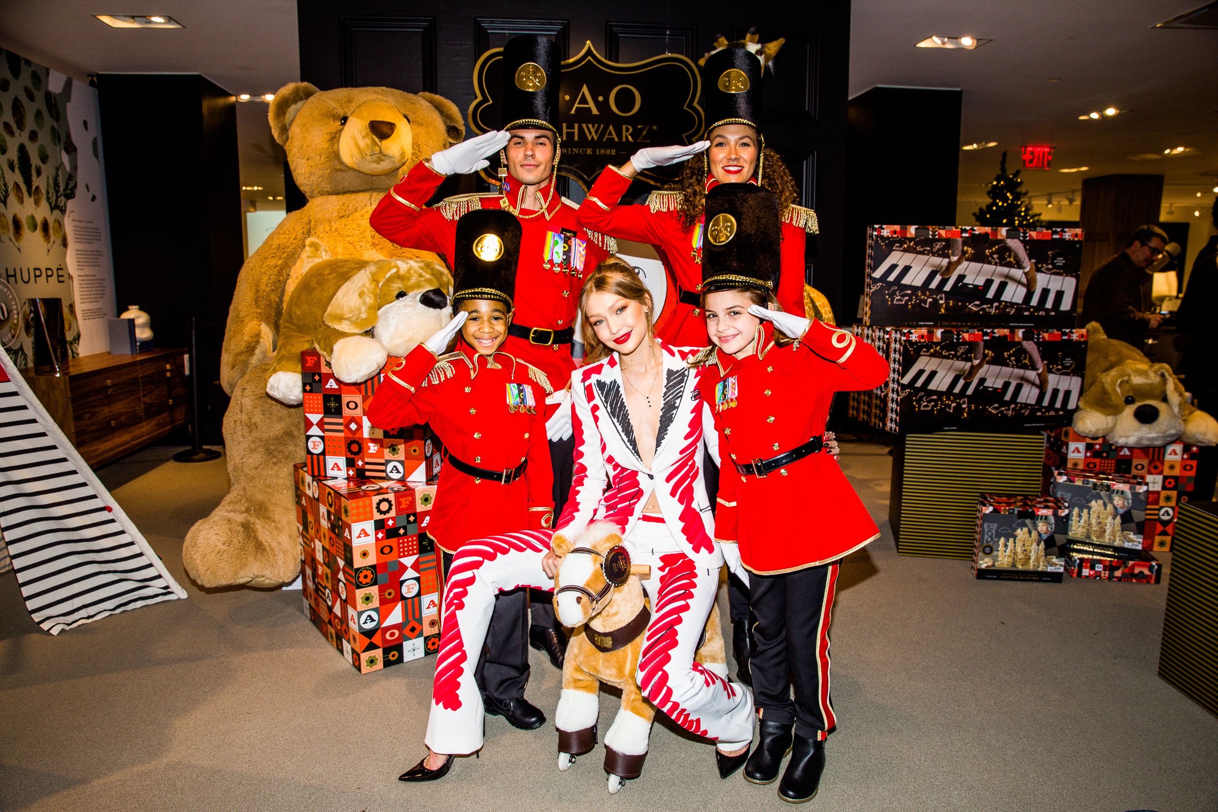 FAO Schwarz "Gigi Hadid" Plush Toy Soldier Teddy Bear 16"  Brand New