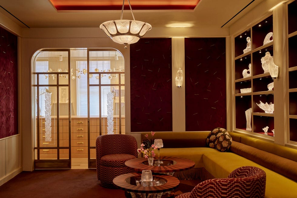 Elegant lounge area featuring a mix of modern and vintage design elements.
